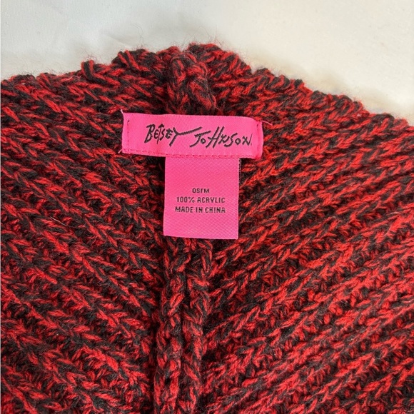 Betsey Johnson Red and black Chunky Knit Open Drape Front Cardigan Onesize. - Picture 4 of 5
